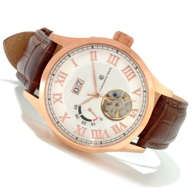 606-826 - Constantin Weisz Men's Automatic Stainless Steel Open Heart Strap Watch