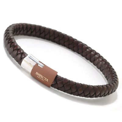 INVICTA MEN'S WOVEN LEATHER BRACELET