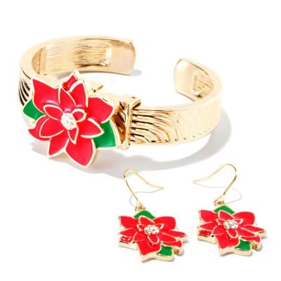Arm Candy Holiday Design Cuff Watch w/coordinating earrings
