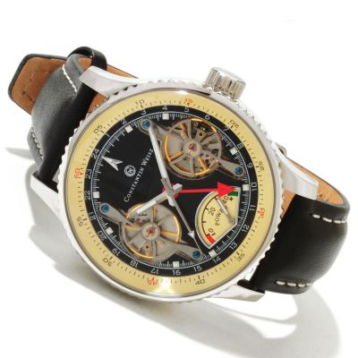 Constantin Weisz Men's Mechanical Double Escapement Leather Strap Watch
