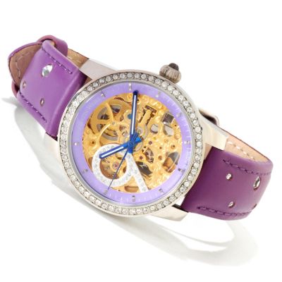 Constantin Weisz Women's Crystal Accented Skeleton Automatic Strap Watch