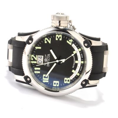 INVICTA MEN'S RUSSIAN DIVER DAY & DATE QUARTZ POLYURETHANE STRAP WATCH