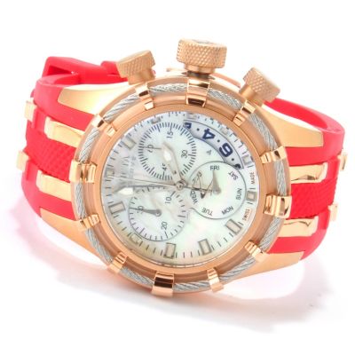 INVICTA RESERVE WOMEN'S BOLT SWISS CHRONO MOP DIAL STRAP WATCH W/3-SLOT DC