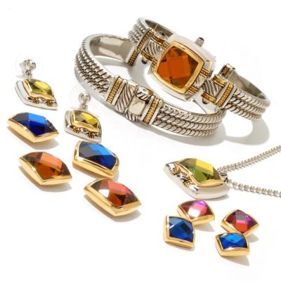 Lady Diva Women's Interchangeable Crystal Cuff Watch & Jewelry Set