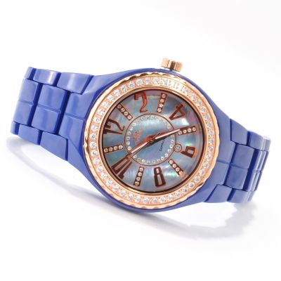 ONISS WOMEN'S LAFAYETTE CRYSTAL ACCENTED CERAMIC BRACELET WATCH