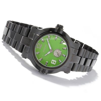 RENATO MEN'S BEAST DIAMOND SWISS QUARTZ BLACK BRACELET WATCH