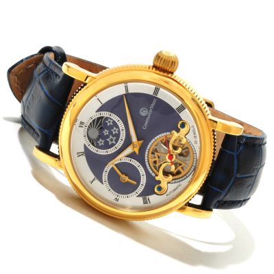 CONSTANTIN WEISZ MEN'S SKELETON OPEN HEART AUTOMATIC STRAP WATCH