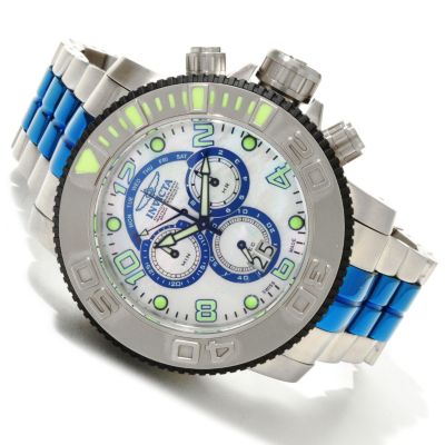 607-746 - Invicta Men's Sea Hunter Swiss Quartz Chronograph Mother-of-Pearl Dial Stainless Stee Bracelet Watch