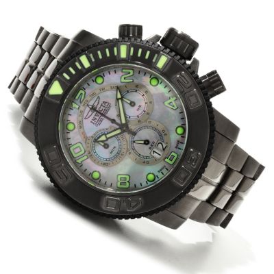 607-749 - Invicta Men's Sea Hunter Swiss Quartz Chronograph Mother-of-Pearl Bracelet Watch