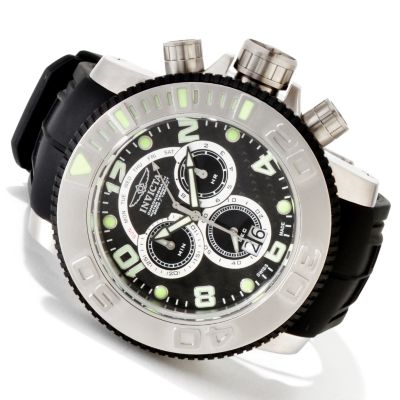 607-755 - Invicta Men's Sea Hunter Swiss Quartz Chronograph Polyurethane Strap Watch w/ 8-Slot Dive Case