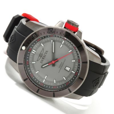 INVICTA MEN'S OCEAN BARON PRO DIVER QUARTZ PU STRAP WATCH