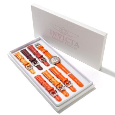 607-829 - Invicta Women's Wildflower Classique Quartz Crystal Accented Watch w/ 7-Piece Leather Strap Set