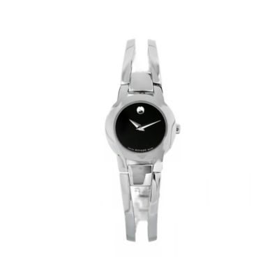 608-435 -  Movado Women's Black Dial & Stainless Steel Bracelet Watch