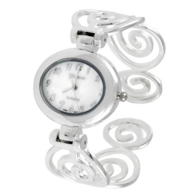 608-518 - Geneva Platinum Women's Polished Swirl Cuff Bracelet Watch