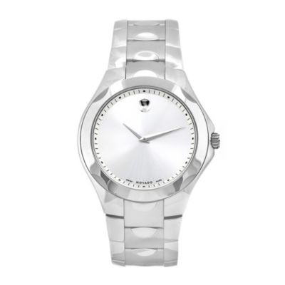 609-484 - Movado Men's Luno Swiss Quartz Round Silver-tone Case Watch