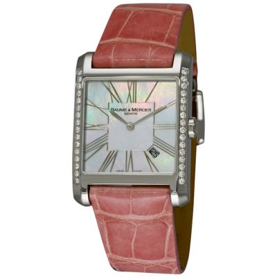 609-692 - Baume & Mercier Women's Swiss Quartz Mother-of-Pearl Dial Pink Leather Strap Watch