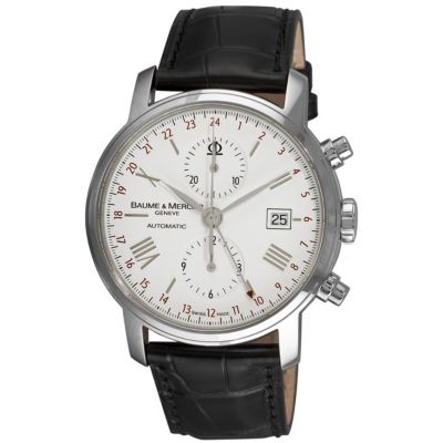 609-715 - Baume & Mercier Men's Swiss Automatic GMT Leather Strap Watch