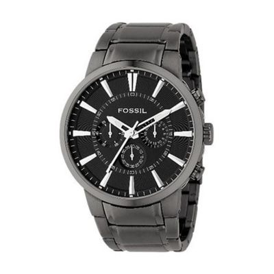 610-079 -  Fossil Men's Japanese Quartz Round Case Chronograph Black Dial Bracelet Watch