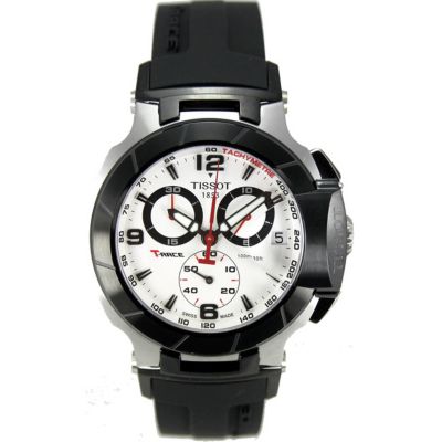 610-571 - Tissot Men's Race Swiss Quartz Chronograph Tachymeter Black Rubber Strap Watch