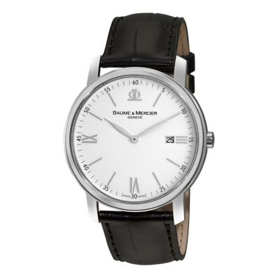 610-797 - Baume & Mercier Men's Swiss Quartz White Dial Alligator Strap Watch
