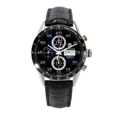 611-385 - Tag Heuer Men’s Carrera Swiss Automatic Chronograph Leather Strap Watch