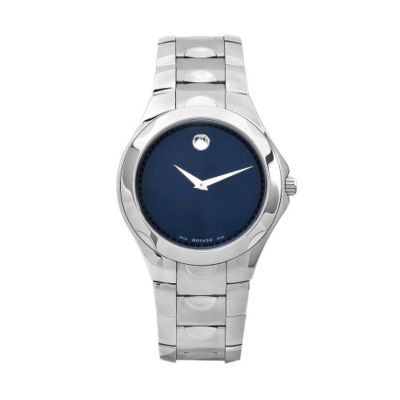 611-862 - Movado Men's Luno Swiss Made Quartz Blue Dial Silver-tone Stainless Steel Bracelet Watch