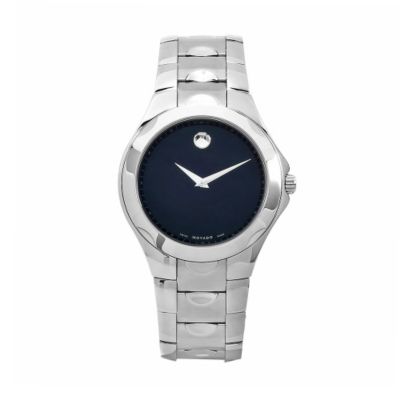 611-885 - Movado Men's Luno Swiss Made Quartz Black Dial Silver-tone Stainless Steel Bracelet Watch