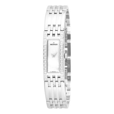 612-138 - Movado Women's Esperanza Baguette Swiss Quartz Diamond Accent Mother-of-Pearl Dial Bracelet Watch