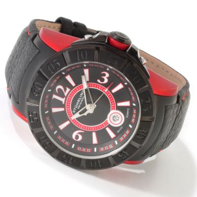 612-148 - St&uuml;hrling Original Men's Sentry Quartz Leather Strap Watch