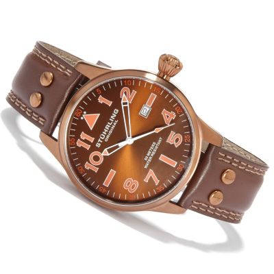 612-177 - St&uuml;hrling Original Men's Eagle 2009 Edition Swiss Quartz Leather Strap Watch