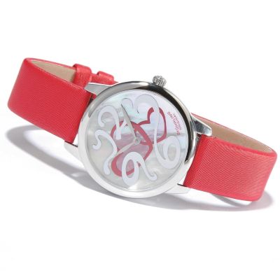 612-182 - St&uuml;hrling Original Women's Daphne Mother-of-Pearl Dial Leather Strap Watch