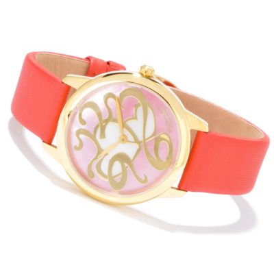 612-190 - St&uuml;hrling Original Women's Daphne Mother-of-Pearl Dial Leather Strap Watch