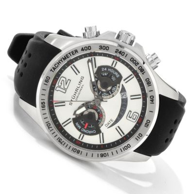 612-199 - St&uuml;hrling Original Men's Brevet Quartz Chronograph Rubber Strap Watch