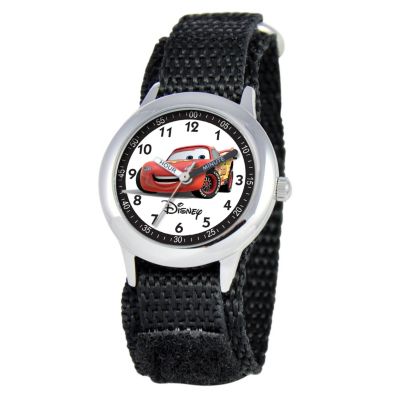 612-276 - Disney Cars Mid-Size Kids Time Teacher Japanese Quartz Black Nylon Strap Watch