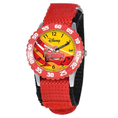 612-316 - Disney Cars Mid-Size Kids Time Teacher Japanese Quartz Red Nylon Strap Watch