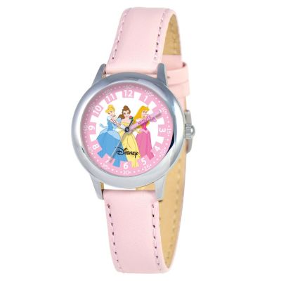 612-654 - Disney Kid's Princess Time Teacher Quartz Pink Leather Strap Watch 