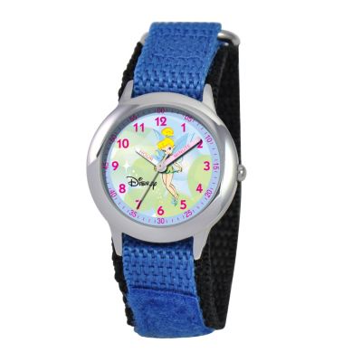 612-656 - Disney Kid's Tinker Bell Time Teacher Quartz Blue Nylon Strap Watch