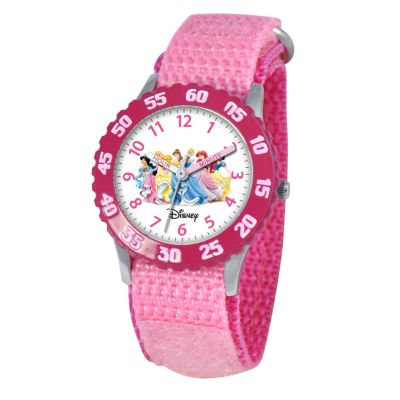 612-684 - Disney Kid's Princesses Time Teacher Quartz Pink Nylon Strap Watch