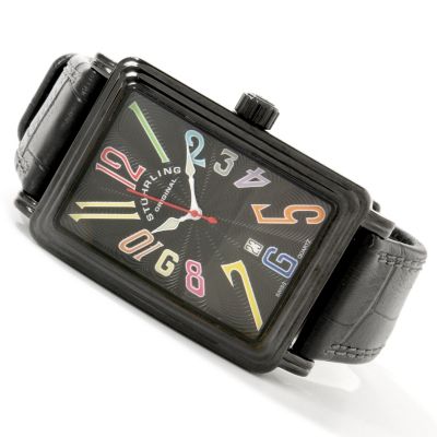 612-918 - St&uuml;hrling Original Men's Uptown Ozzie Swiss Quartz Leather Strap Watch
