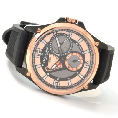 Stuhrling Original Men's Atlas Automatic Power Reserve Rubber Strap Watch