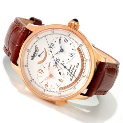 613-047 - Ingersoll Men’s Pennsylvania Automatic Dual Time Leather Strap Watch