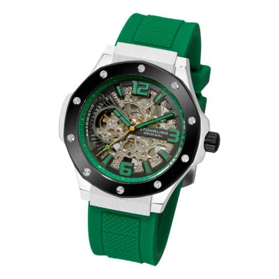 613-360 - St&uuml;hrling Original Men’s Apocalypse Manifesto Skeleton Automatic Rubber Strap Watch