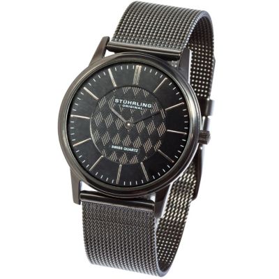 613-596 - St&uuml;hrling Original Men's Newberry Quartz Stainless Steel Mesh Bracelet Watch