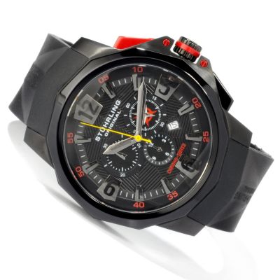 STUHRLING ORIGINAL MEN'S ADMIRAL CHRONOGRAPH RUBBER STRAP WATCH