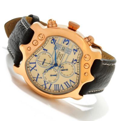 613-776 - Stauer Men's Guitar Automatic Stainless Steel Leather Strap Watch
