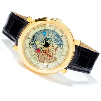 613-778 - Stauer Men's Dumonde Automatic Stainless Steel Leather Strap Watch