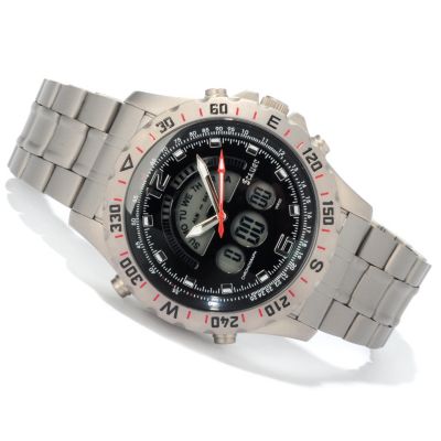613-902 - Stauer Men's Compendium Digital/Analog Titanium Bracelet Watch