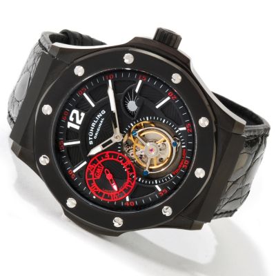 STUHRLING ORIGINAL MEN'S LIMITED EDITION APOCALYPSE REVELATION MECHANICAL TOURBILLON CROCODILE STRAP WATCH