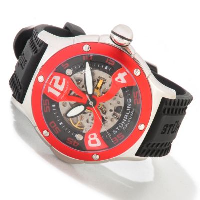 STUHRLING ORIGINAL MEN'S ALPINE XTREME AUTOMATIC SKELETONIZED RUBBER STRAP WATCH