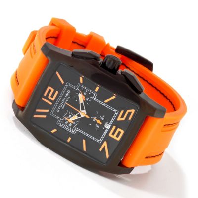613-954 - St&uuml;hrling Original Men's Fleet Street Quartz Chronograph Stainless Steel Rubber Strap Watch
